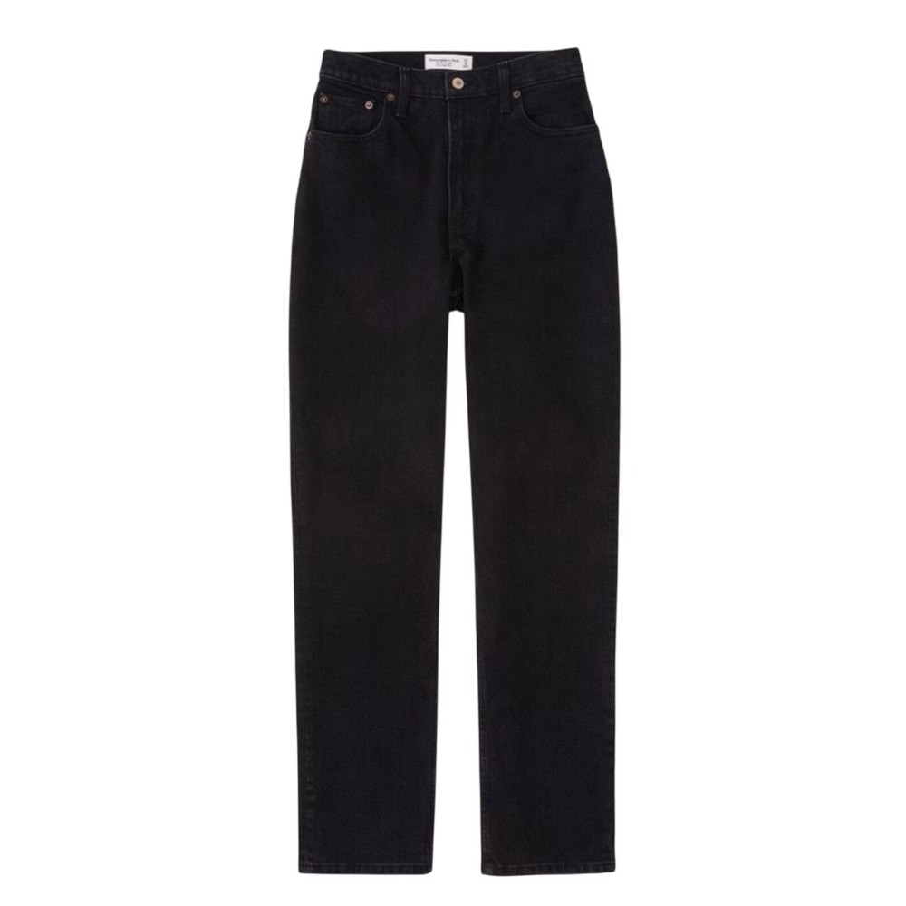Abercrombie Fitch The 90s Straight High Rise Curve Love Black Jeans Women's 24